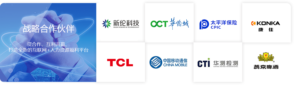 戰略合作伙伴：資合作、互利共贏、打造全新的互聯網+人力資源福利平臺